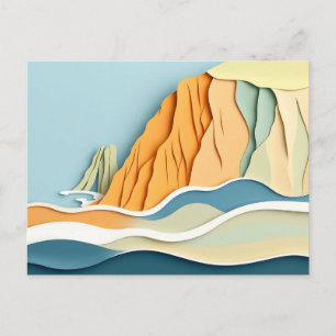Postal Acantilados Costeros Tranquilos con Olas Suaves en