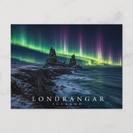 Postal Acantilados de basalto Lóndrangar Islandia Aurora