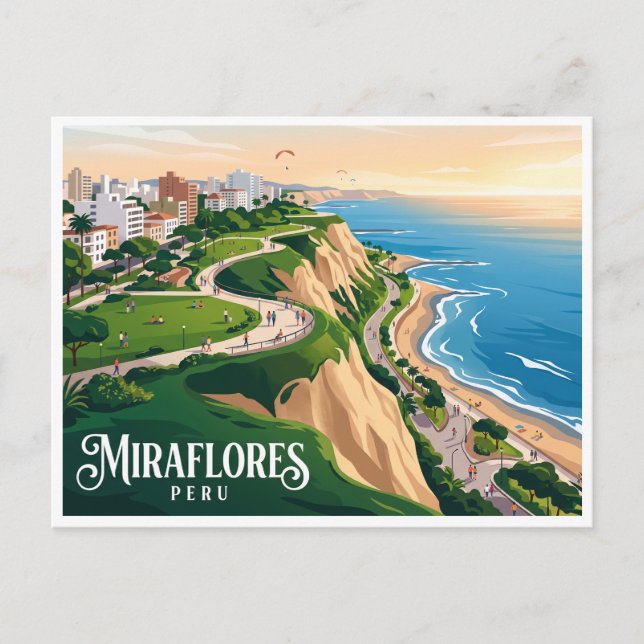 Postal Acantilados de Miraflores Lima Perú (Anverso)