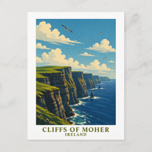 Postal Acantilados de Moher Irlanda Condado Clare Retro V