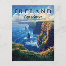 Postal Acantilados de Moher Vintage Travel