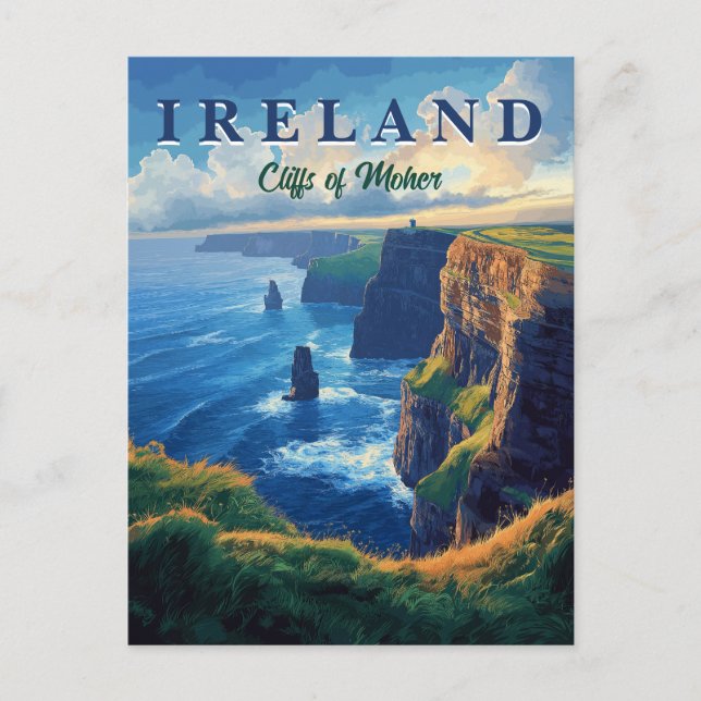 Postal Acantilados de Moher Vintage Travel (Anverso)
