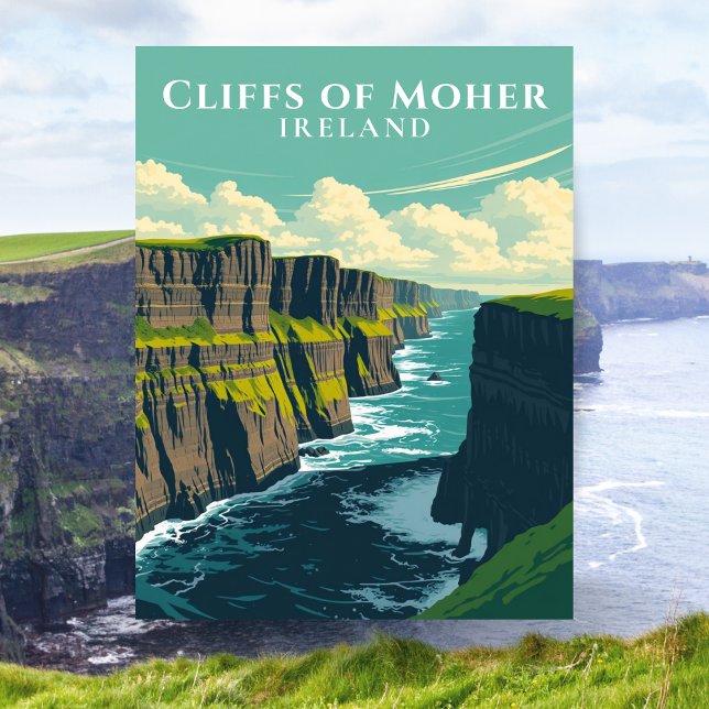Postal Acantilados emblemáticos de Irlanda, Acantilados d (Iconic Irish Landmark Cliffs of Moher Ireland Postcard)