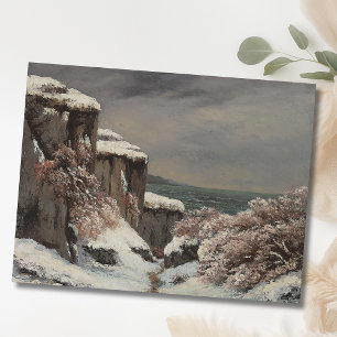 Postal Acantilados junto al mar bajo la nieve - Courbet