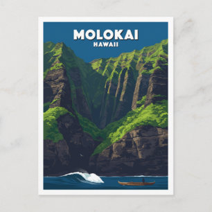 Postal Acantilados marinos de Molokai, costa de Halawa a