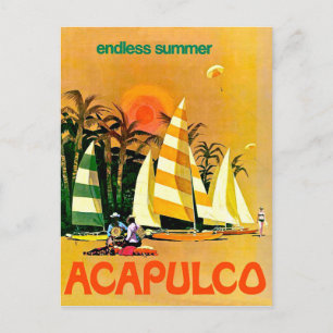 Postal Acapulco, barcos de vela de verano interminable en