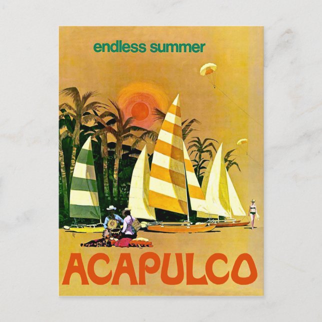 Postal Acapulco, barcos de vela de verano interminable en (Anverso)