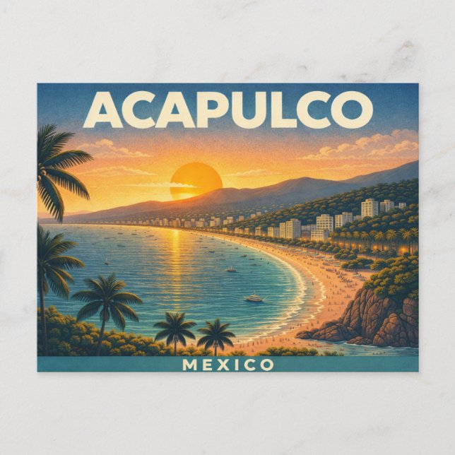 Postal Acapulco Mexico Retro Travel Postcard (Anverso)