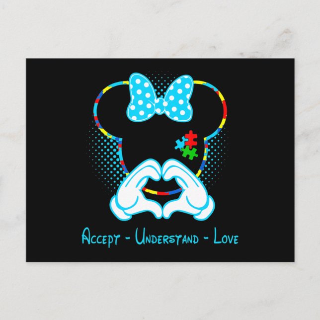 Postal Accept Understand Love Autism Awareness - Mouse Au (Anverso)