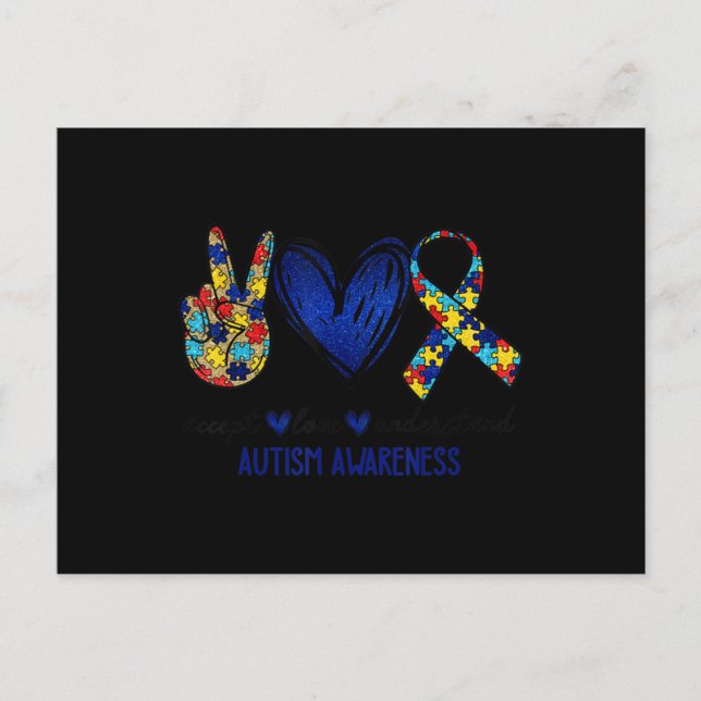 Postal Accept Understand Love Autism Awareness T-Shirt Au (Anverso)