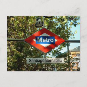 Postal Acceso al metro en Santiago Bernabeu, Madrid