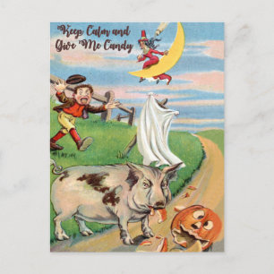 Postal Accidente de calabaza con cerdo