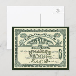 Postal Acción de capital antiguo certificado negocios fin