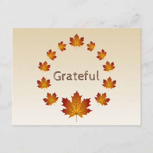 Postal Acción de Gracias Wreath agradeció simples hojas d (Anverso)
