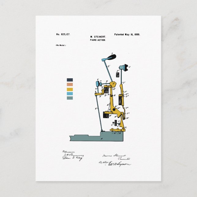 Postal Acción Piano - Patente Max Steinert - Colorido (Anverso)