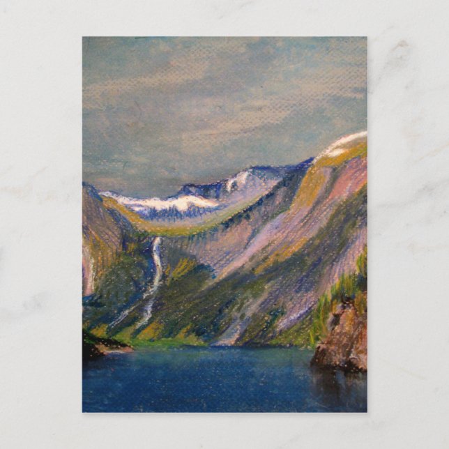 Postal Aceite de fiordo noruego pastel (Anverso)