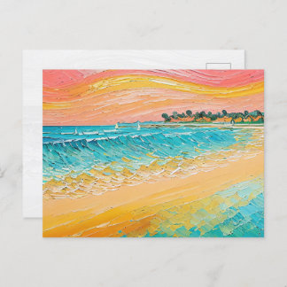 Postal Aceite de playa Pintado Digital Art 1 Postcard