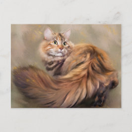 Postal Aceite de retrato de gatos siberiano