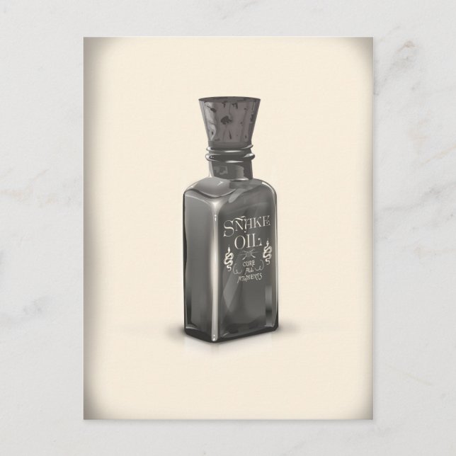 Postal Aceite de serpiente "curar todos los dolores" Bote (Anverso)