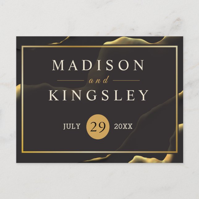 Postal Aceite de tinta negro y 💡 dorado moderno abstract (Anverso)