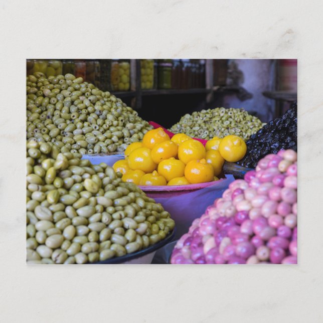 Postal Aceitunas y limón en el mercado (Anverso)