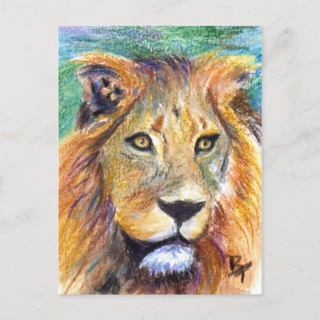 Postal ACEO de retrato de león (Anverso)