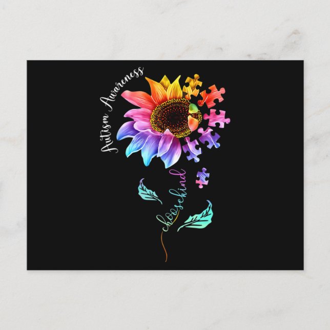 Postal Aceptación de conciencia sobre autismo Mujeres Mae (Anverso)