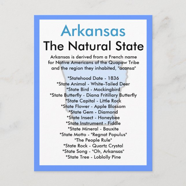 Postal Acerca de Arkansas (Anverso)