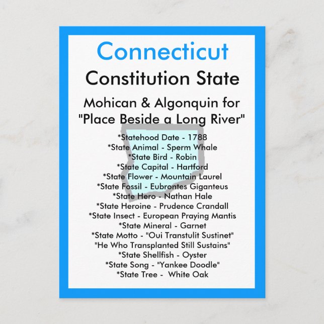 Postal Acerca de Connecticut (Anverso)