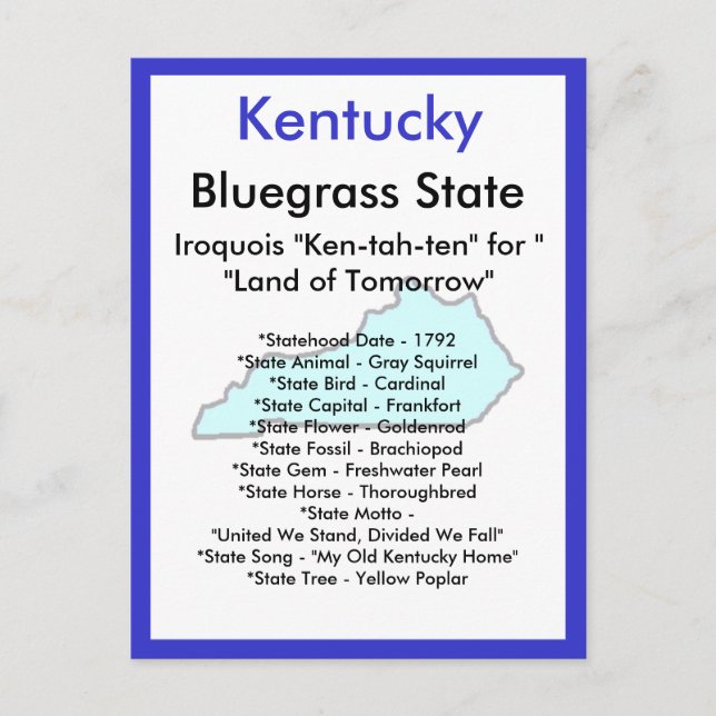 Postal Acerca de Kentucky (Anverso)