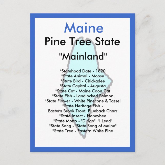 Postal Acerca de Maine (Anverso)