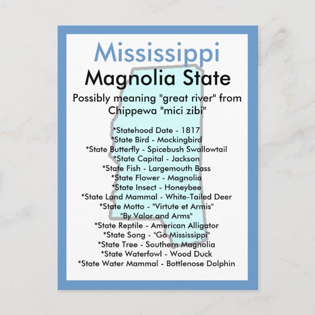 Postal Acerca de Mississippi (Anverso)