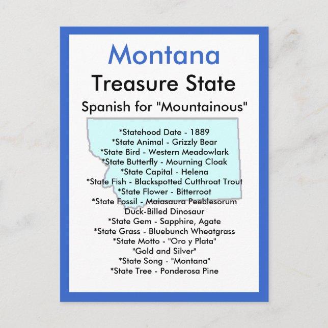 Postal Acerca de Montana (Anverso)