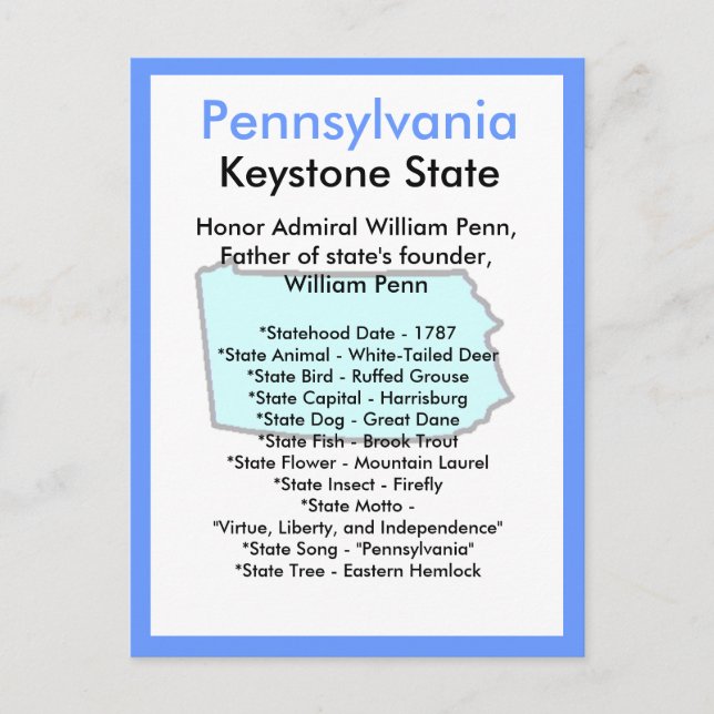 Postal Acerca de Pennsylvania (Anverso)