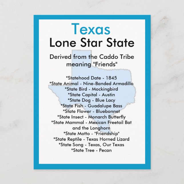 Postal Acerca de Texas (Anverso)