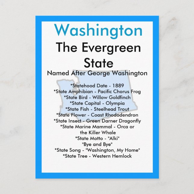 Postal Acerca de Washington (Anverso)