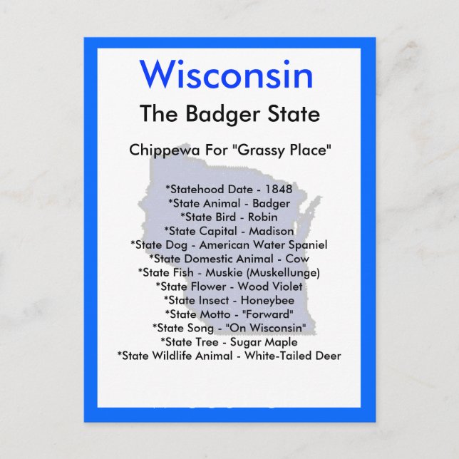 Postal Acerca de Wisconsin (Anverso)