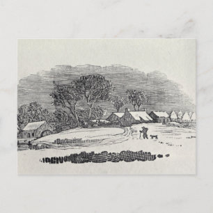 Postal Acercarse a una aldea en invierno