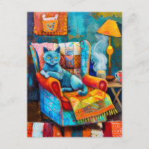 Acogedor gato en sillón