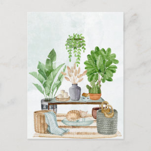 Postal Acogedor interior casero con plantas