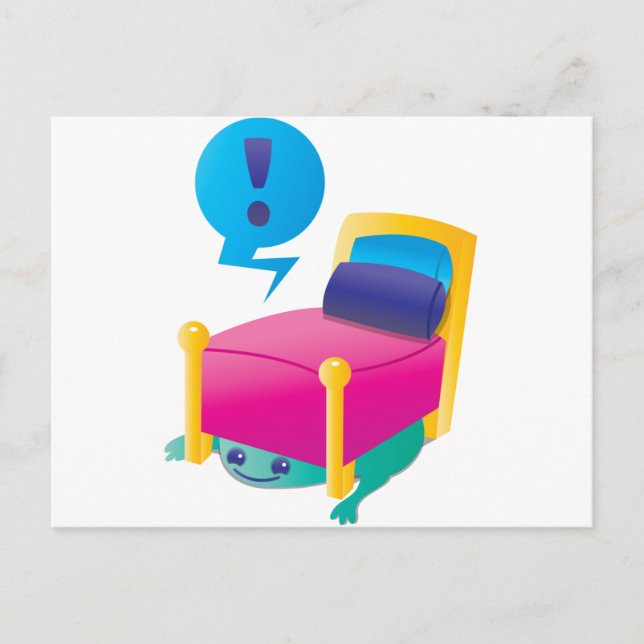 Postal ACOGEDOR monstruo acechando bajo la CAMA (Anverso)