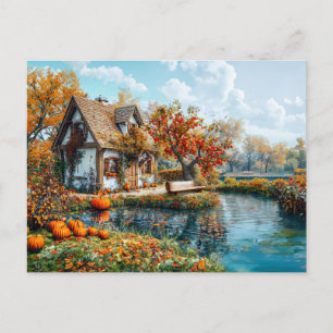 Postal Acogedora cabaña junto al lago en el Ilustracion d
