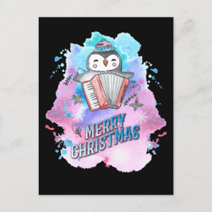 Postal Acordeón de regalo de penguin de navidad