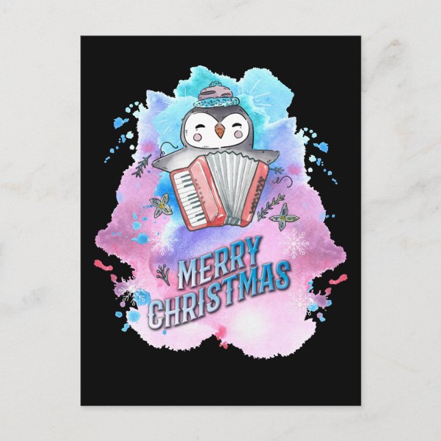 Postal Acordeón de regalo de penguin de navidad (Anverso)