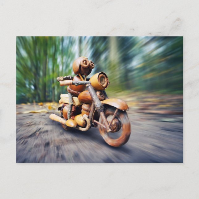 Postal Acorn elf riding the motorbike (Anverso)