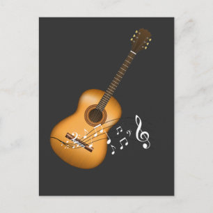 Postal Acoustic Guitar Player Musical Notes Músico de art