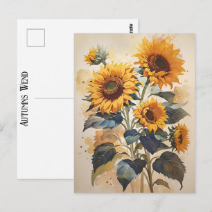 Postal Acrílico de girasoles Otoños sin tiempo Arte