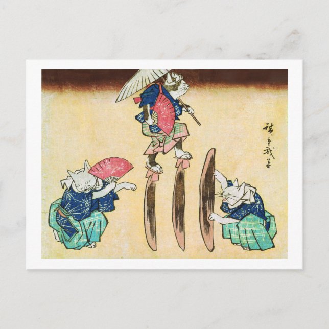 Postal Acrobat Cat, Hiroshige, Ukiyo-e (Anverso)