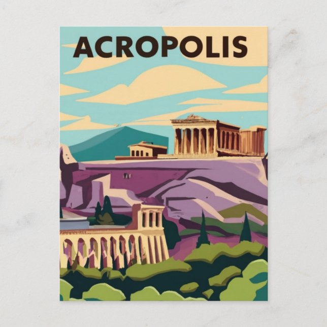 Postal Acrópolis Atenas, Grecia (Anverso)