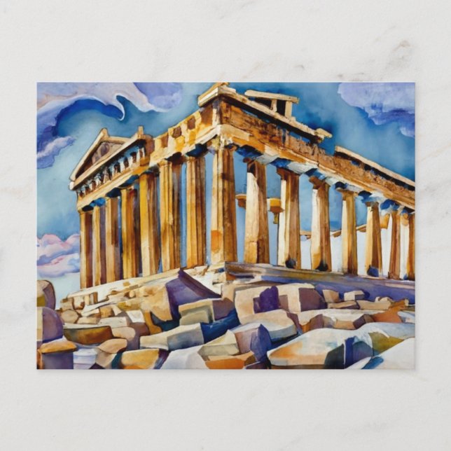 Postal Acrópolis Atenas, Grecia (Anverso)